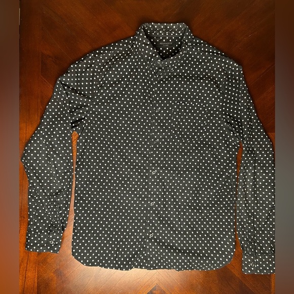 ALLSAINTS Men's Black Polka Dot Shirt SIZE X-large - Picture 1 of 8